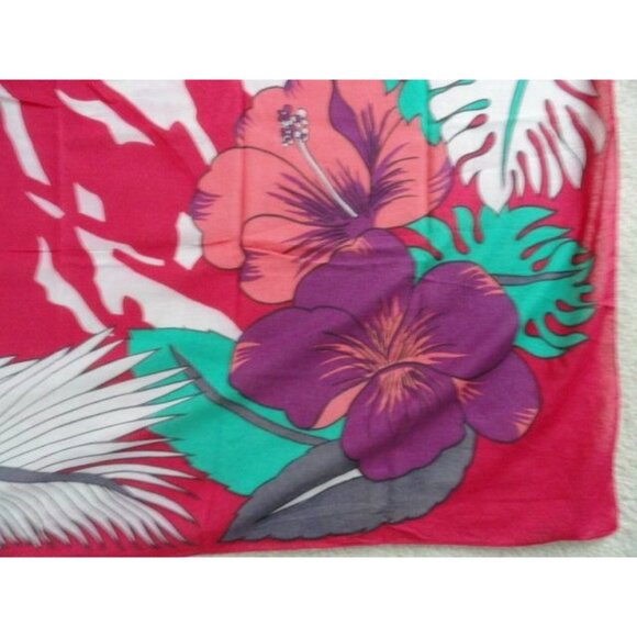 1970’s Floral Oversize Scarf Shawl Wrap Red Purple Black Made in Italy Betmar - Picture 9 of 9